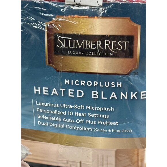 SlumberRest Sunbeam Twin Microplush Heated Blanket 10 Heat Settings READ NEW - Picture 2 of 9